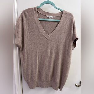 Vila Milano Short Sleeve V-Neck Knit Top - Taupe XL